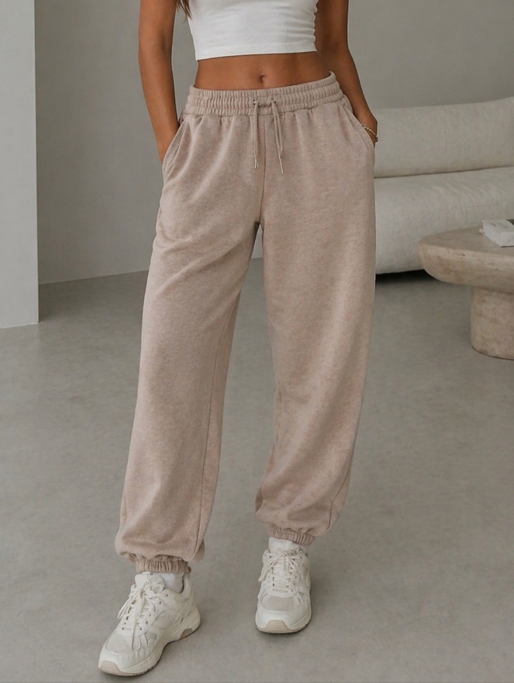 & Other Stories/ Drawstring Cozy Jogger Pants In Cream/ Oversized/ Size US S